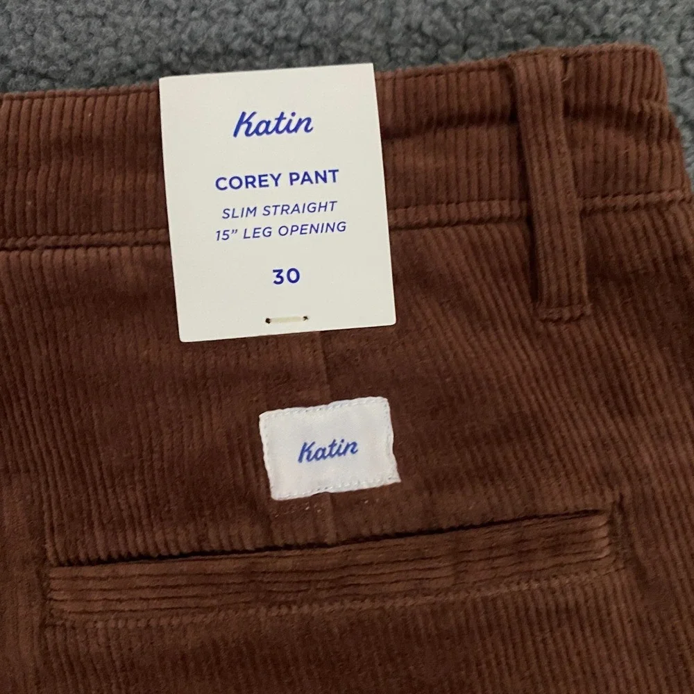 Katin Corey Corduroy Pant Mens 30x32 Slim Straight Chino Mahogany Brown